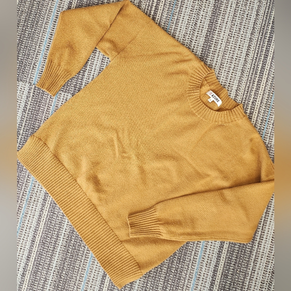Tan Azure Acrylic Blend Long Sleeve Crew Neck Pull Over Sweater